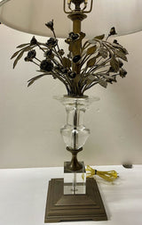 Decorative Crafts Inc. Bronze Roses Crystal Vase Table Lamp