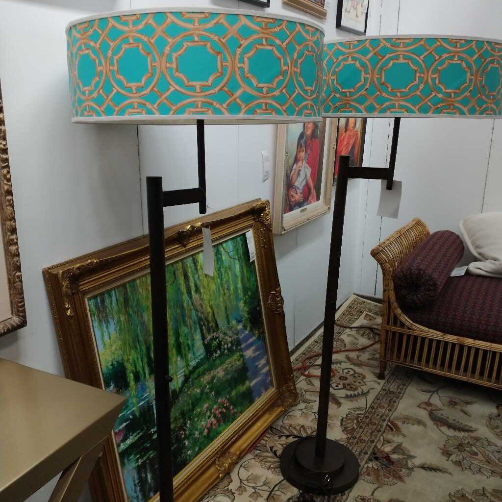 Bamboo Teal Three Way Floor Lamp