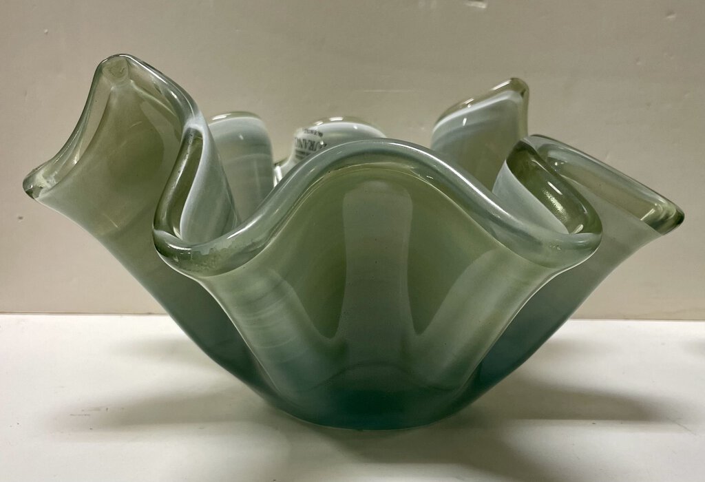 Murano Green Italian Blown Glass Bowl Stamped