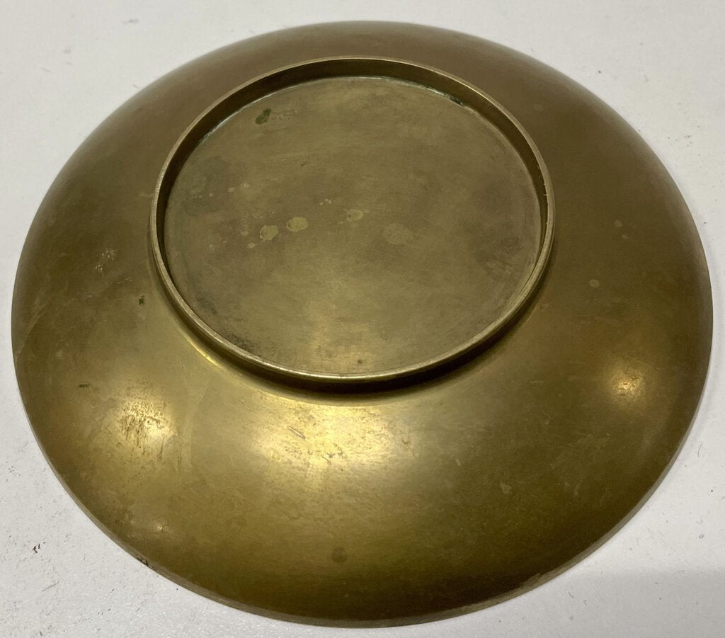 Vintage Solid Brass Chinese Engraved Marked Mini Dish