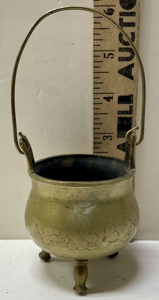 Vintage Miniature Brass Cauldron Incents Burner