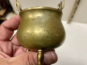 Vintage Miniature Brass Cauldron Incents Burner