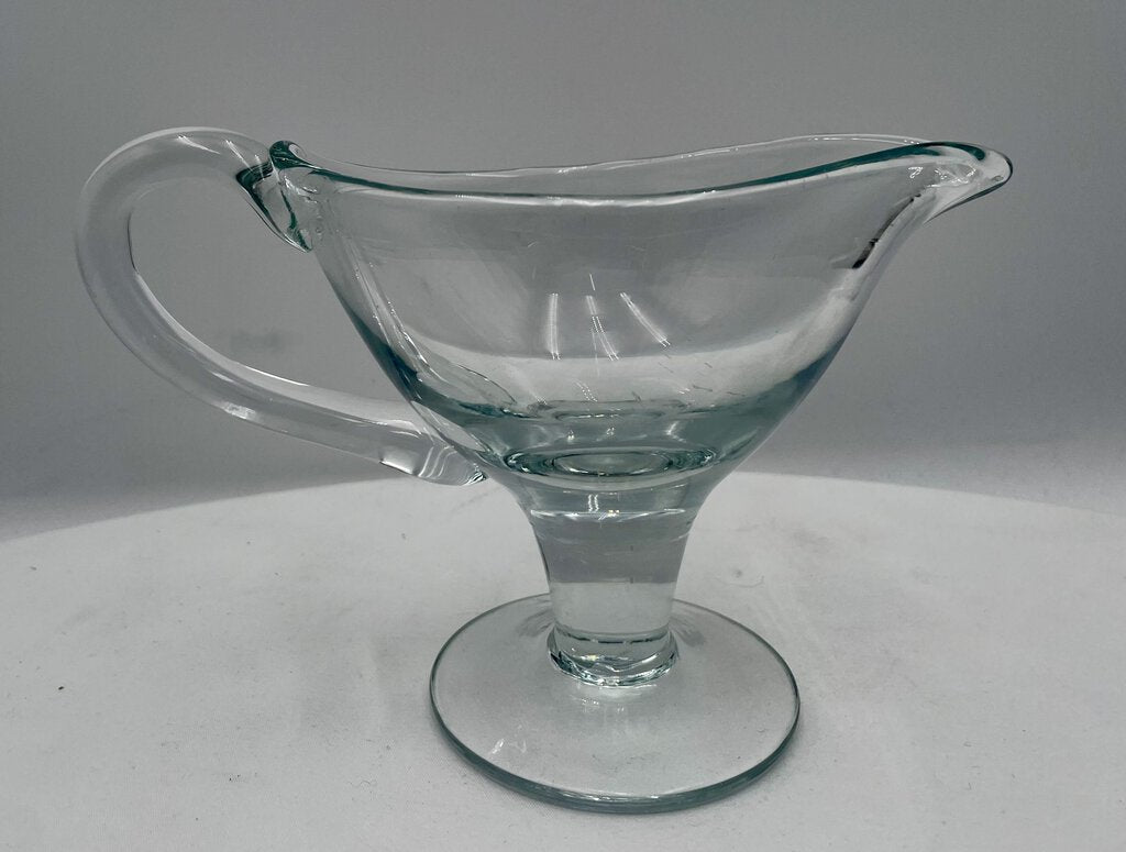 Clear Blown Glass Gravy Boat 5.5"
