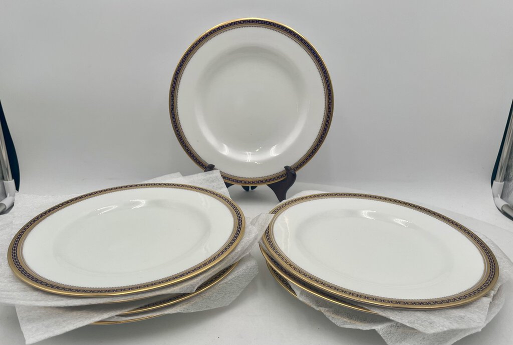 Antique Spode Copeland Majestic Gilt Cobalt Blue R436 9" Plates (8 Pcs)