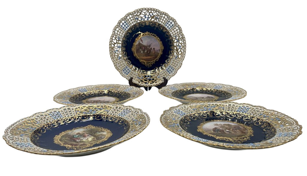 Antique Meissen Reticulated Enameled Gilted Porcelain Plate 10" by Miss Daisy's Consignment & Auction House