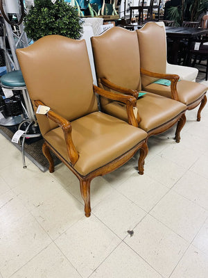 Leather & Walnut High Back Dining Chairs (set of 8)