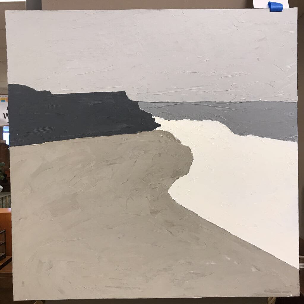 Abstract Minimalist Grey Shoreline 24x24