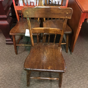 Antique Pine Wood Dining Chair Set (5)