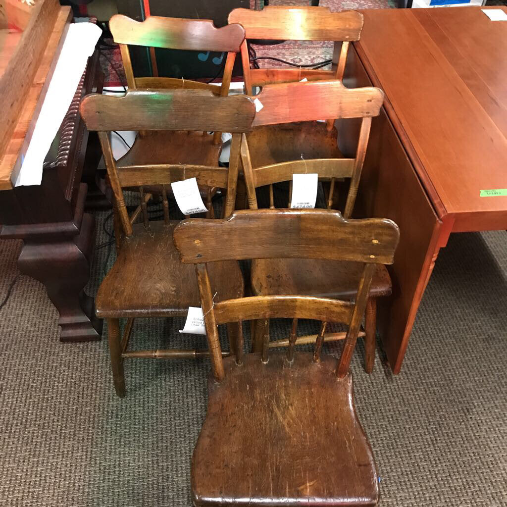 Antique Pine Wood Dining Chair Set (5)