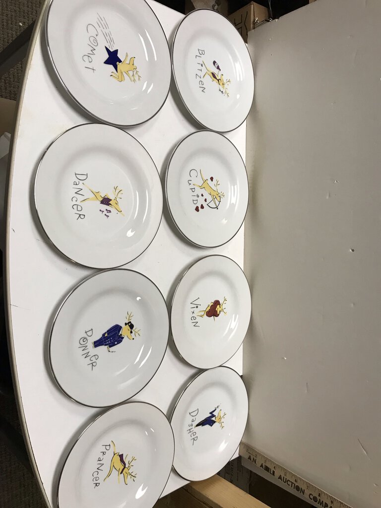 Pottery Barn Collectible Reindeer Salad Plate Set 8 Miss Daisy s Consignment Auction House