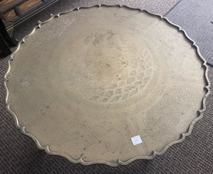 20th C. Engraved and Etched Brass Asian Style Table