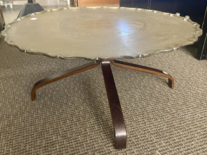 20th C. Engraved and Etched Brass Asian Style Table