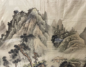 20th C. Ming Style Chao Mao Jingjie Lake Ink Wash on Silk