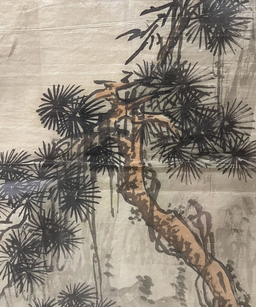 20th C. Ming Style Chao Mao Jingjie Lake Ink Wash on Silk