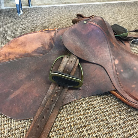 17" Borelli Leather English Jump Saddle W/ Stirrups