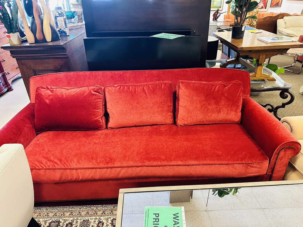 Portico Collection Red Sofa 94" W.