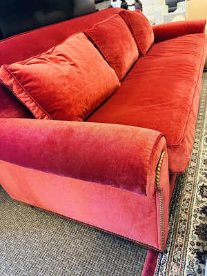 Portico Collection Red Sofa 94" W.