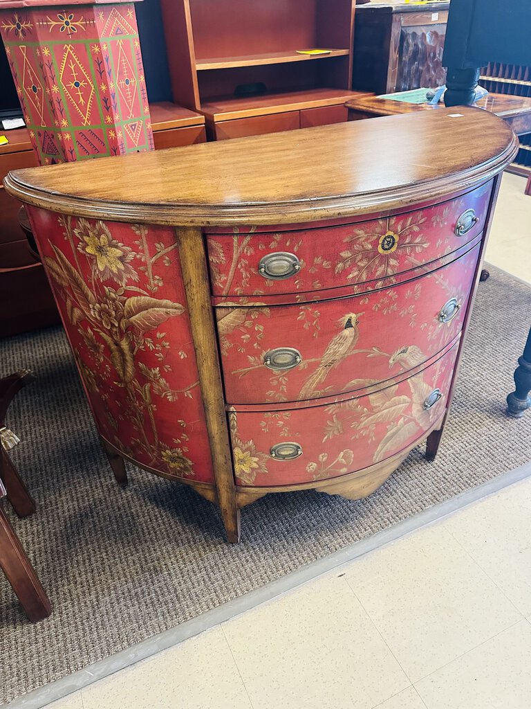 Demi-Lune Red Painted Commode Chest 45x20x34.5