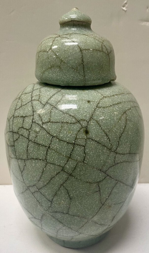 Green Crackle Glaze Lidded Jar