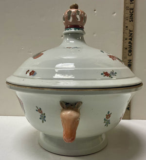 Asian Style Hand Painted Lidded Tureen w/ Deer Handles