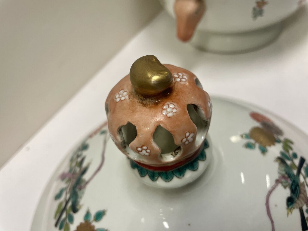 Asian Style Hand Painted Lidded Tureen w/ Deer Handles