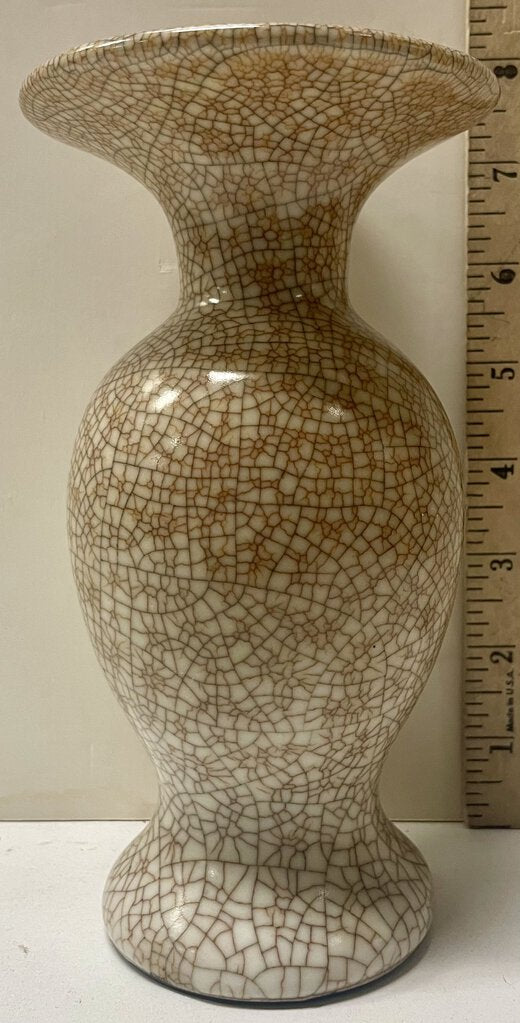 Chinese Wide Mouth Jar Style Red Crackle Vase