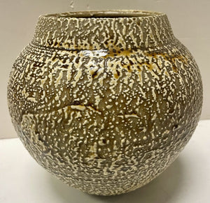 Japanese Roku Style Pottery Brown Textured Jar