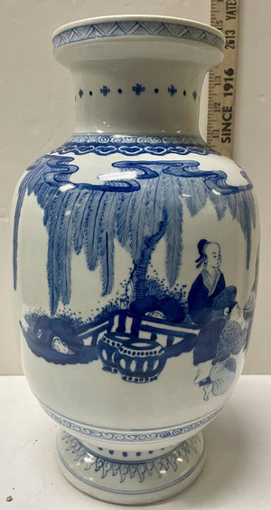 Chinese Blue White Sages Motif Porcelain Jar