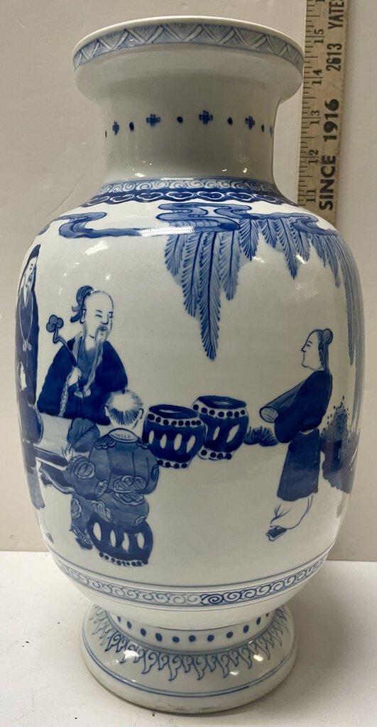 Chinese Blue White Sages Motif Porcelain Jar