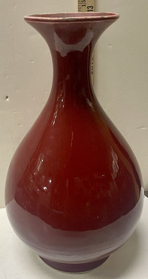 Modern Burgundy Narrow Neck Porcelain Vase