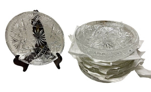 Bohemian Crystalex Cut Glass Fan Crosshatch Star Dessert Dishes (Set of 4)