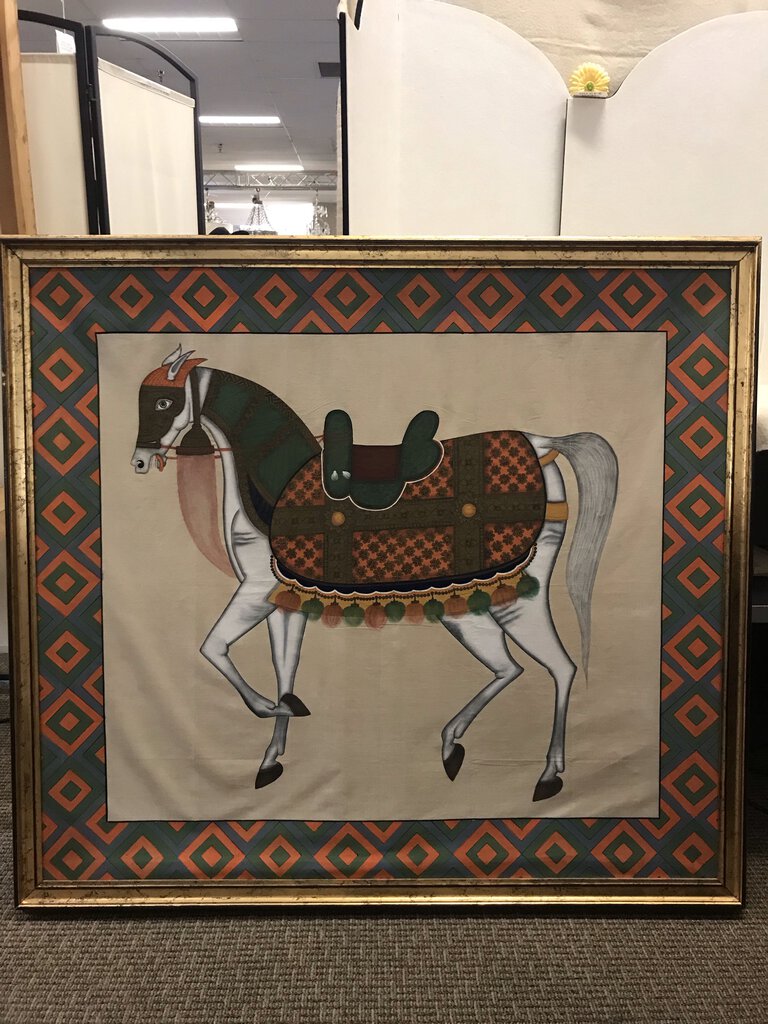 Indian Mughal Horse Walking Painting Production Piece 52x47