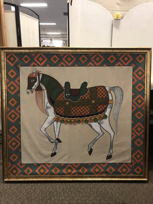 Indian Mughal Horse Walking Painting Production Piece 52x47