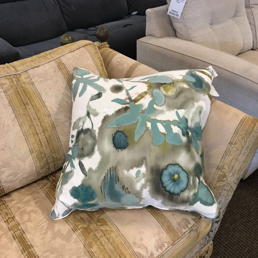 Open Spaces Decorative Beige Teal Pillow