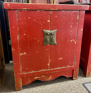 Antique Qing Style Red Lacquered Stationary Chest