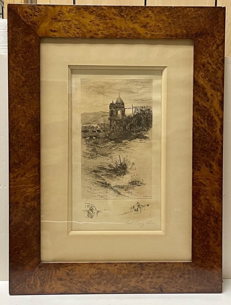 Edith Loring Pierce Carmel Mission Before Restoration Original Signed Etching