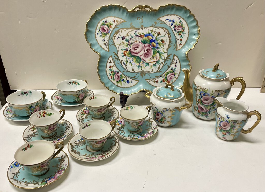 Early 20th C. Albert Pillivuyt and Fils Limoges Coffee Set (18 Pieces)