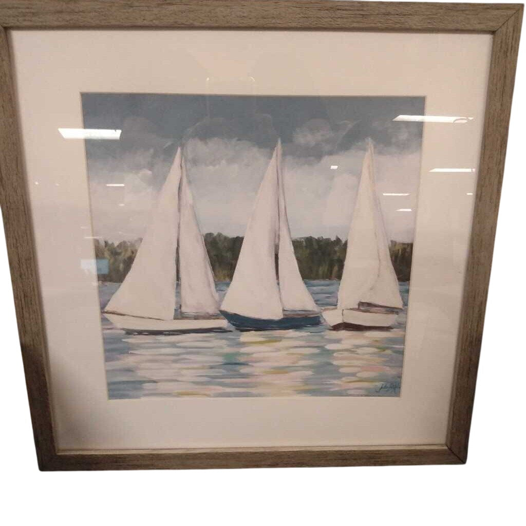 Framed Sail Boat Print 17x17 by Miss Daisy's Consignment & Auction House