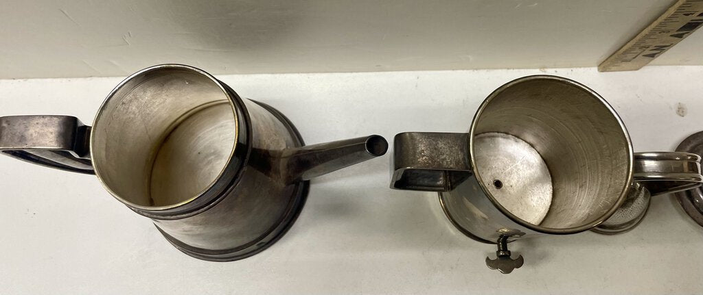 19th C. Silver Plated Nickel 4 Piece Coffee Brewer