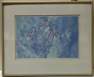 Ines Roberts Signed Untitled Blue Floral Print