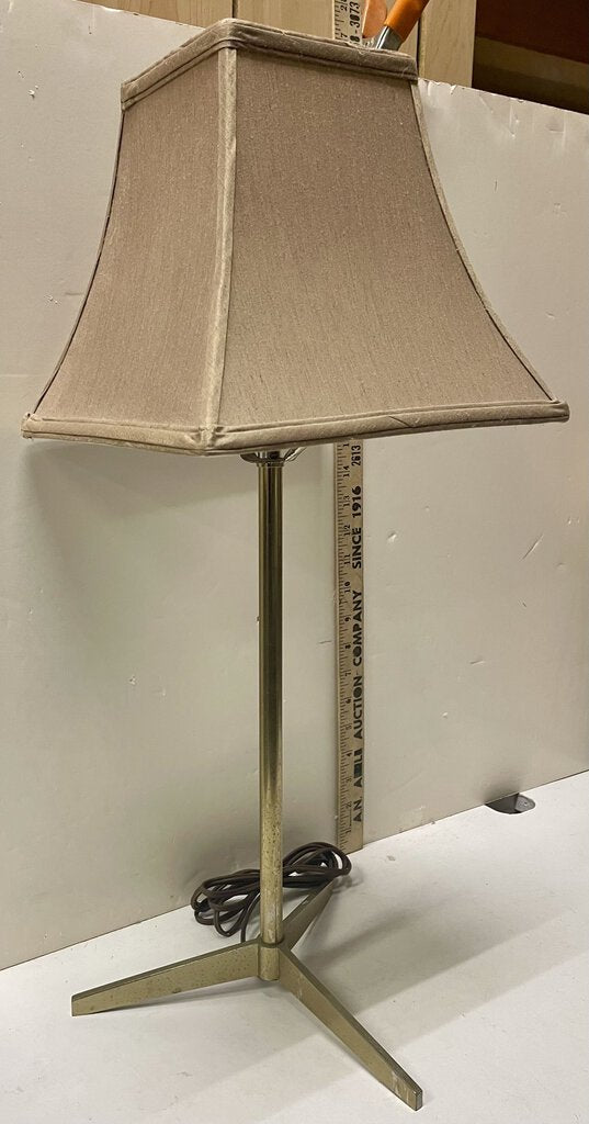 Vintage Brass and Silk Shade Table Lamp