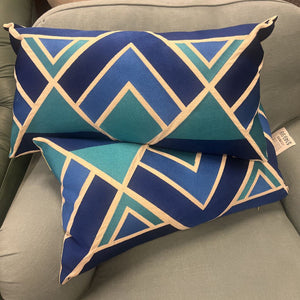 Trina Turk Blue Abstract Lumbar Pillows Pair