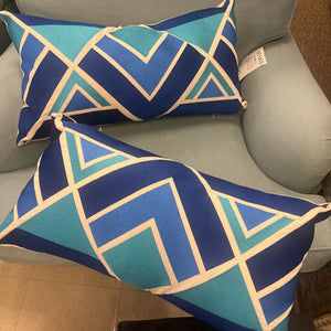 Trina Turk Blue Abstract Lumbar Pillows Pair