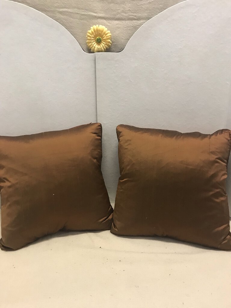 Shantung Silk Copper Pillow Pair 18x18