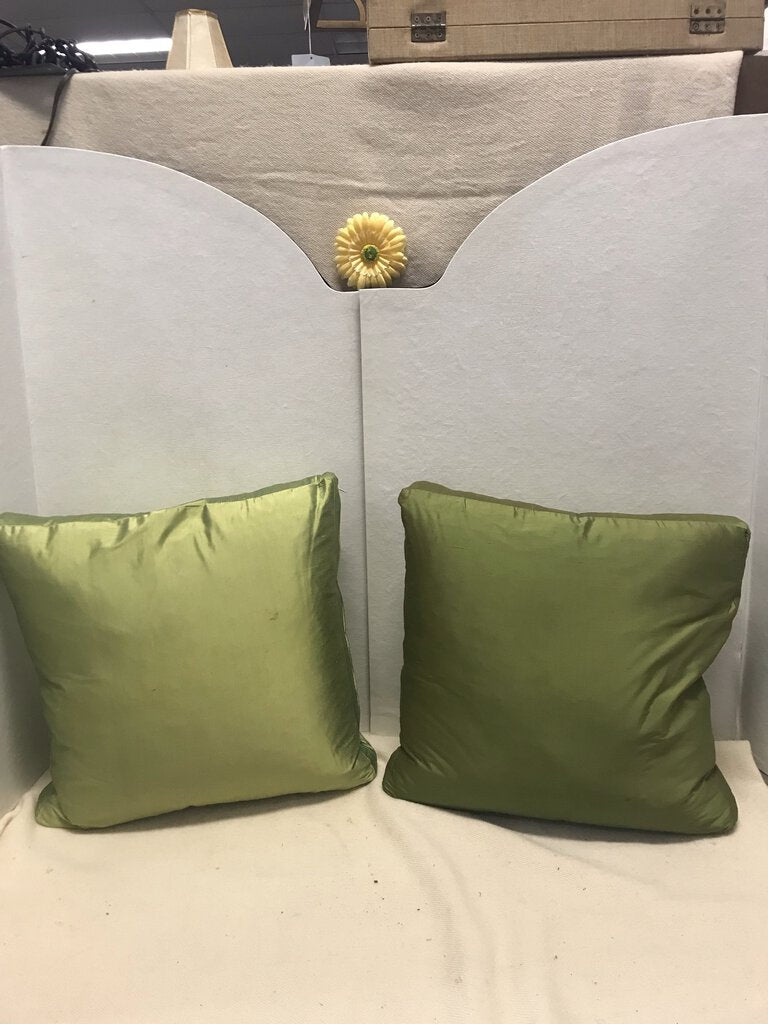 Shantung Silk Green Pillow Pair 18x18