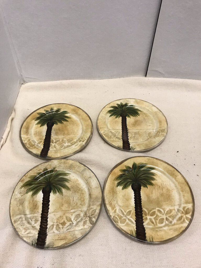 Bellagio Hand Painted Palm Tree Plate Set (4)