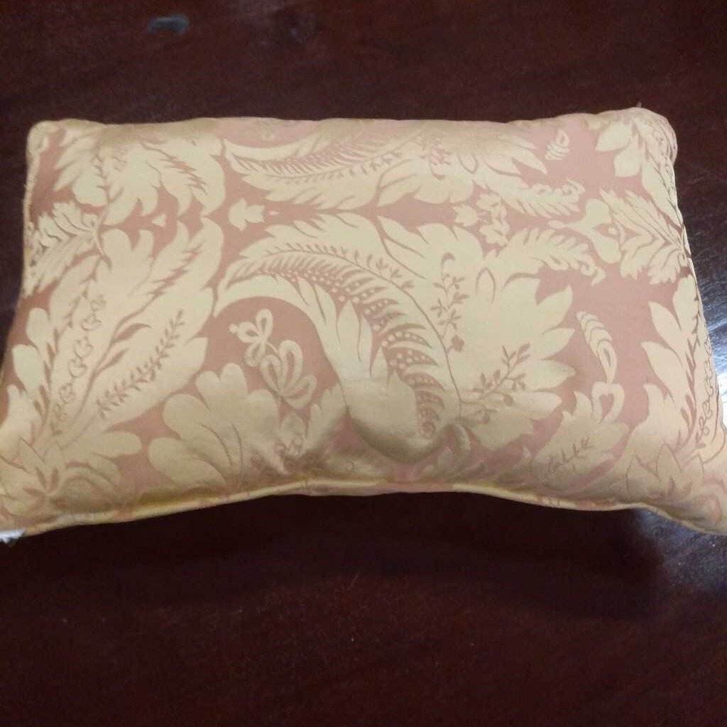 Gold & Peach Damask Lumbar Pillow