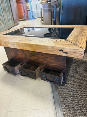 Japanese Hibachi Coffee Table With Drawers