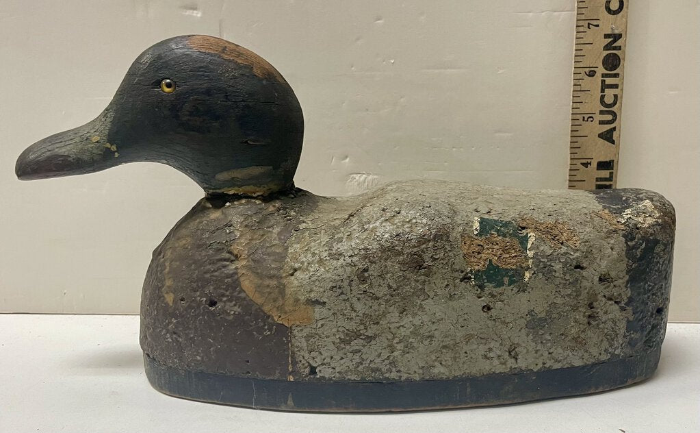 Late 19th C. Antique Duck Decoy wood , Cork, and Glass Eye