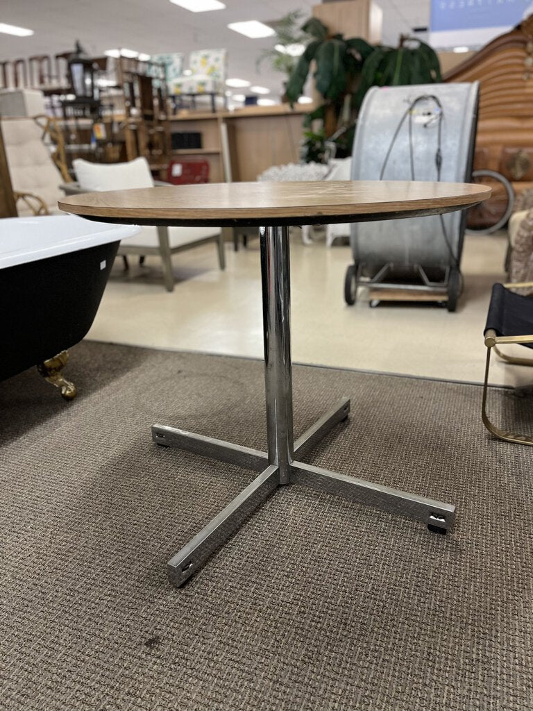 Steelcase 36" Round Chrome Leg Maple Top Break Table